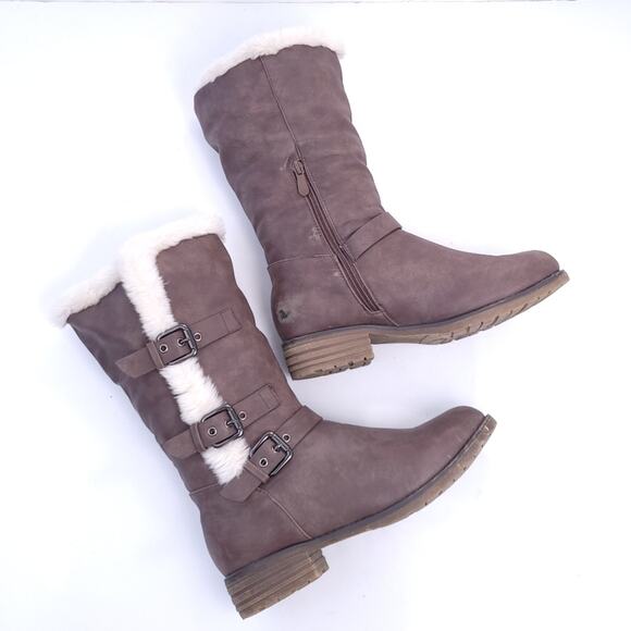 Dream Pairs Boots Women Size 10 Brown MidCalf, Faux Fur Lined, Side Zipper - Picture 1 of 9